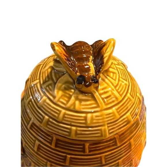 Vintage MCM Lidded Honey Pot Bee Beehive Made by Knobler of Japan in 60s - Picture 5 of 7